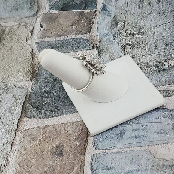 Silver Plated Cubic Zirconia Snowflake Spinner Ring Size 7 MSRP $150 - Picture 5 of 8